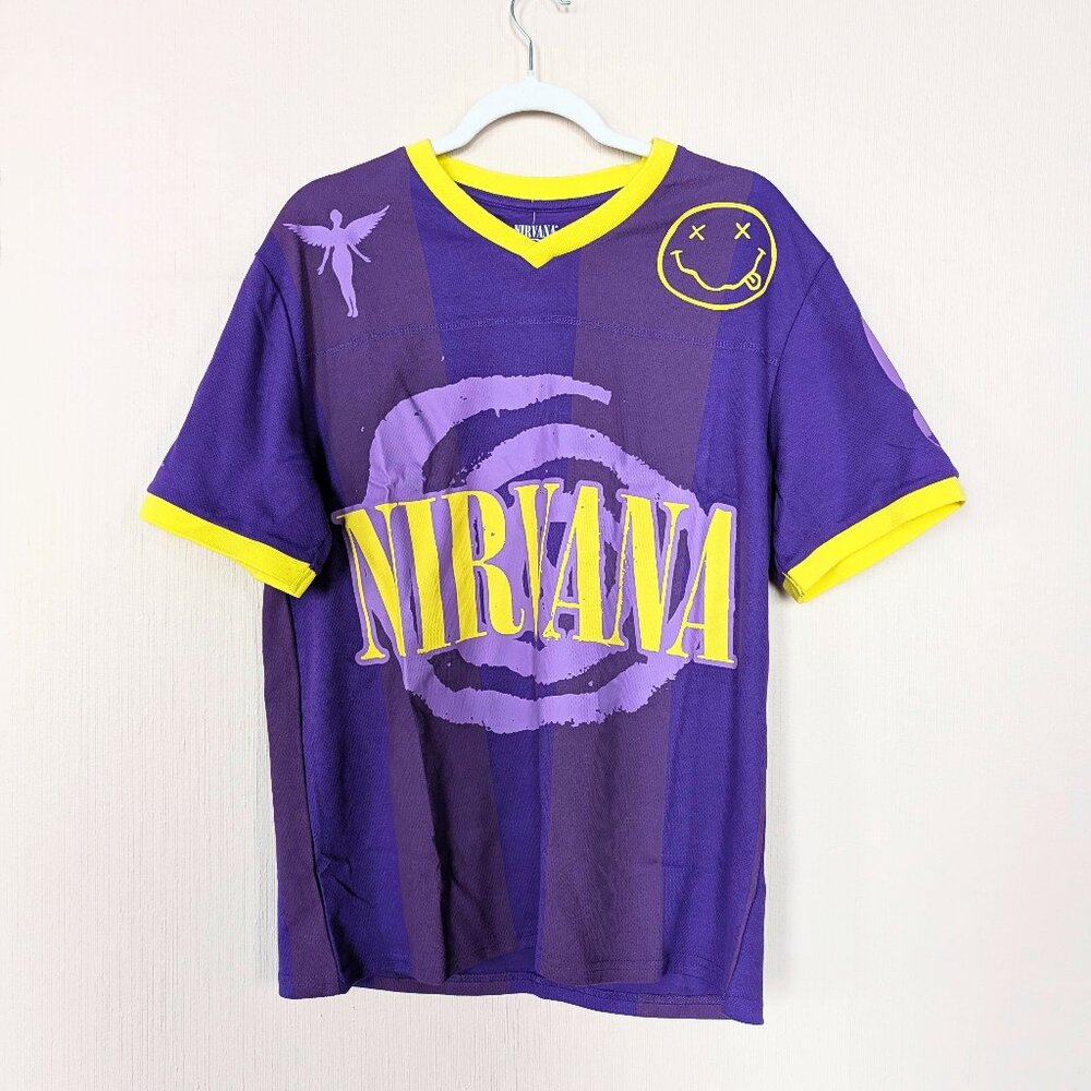 NIRVANA In Utero "91" Soccer V-Neck Jersey Shirt Size L NWT
